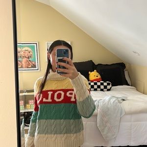 Ralph Lauren POLO color block cable sweater